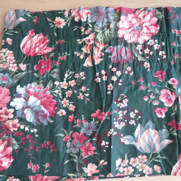 Vintage Croscill Granada Curtain Valance 18" x 90" Green Pink Roses Floral - Picture 1 of 11